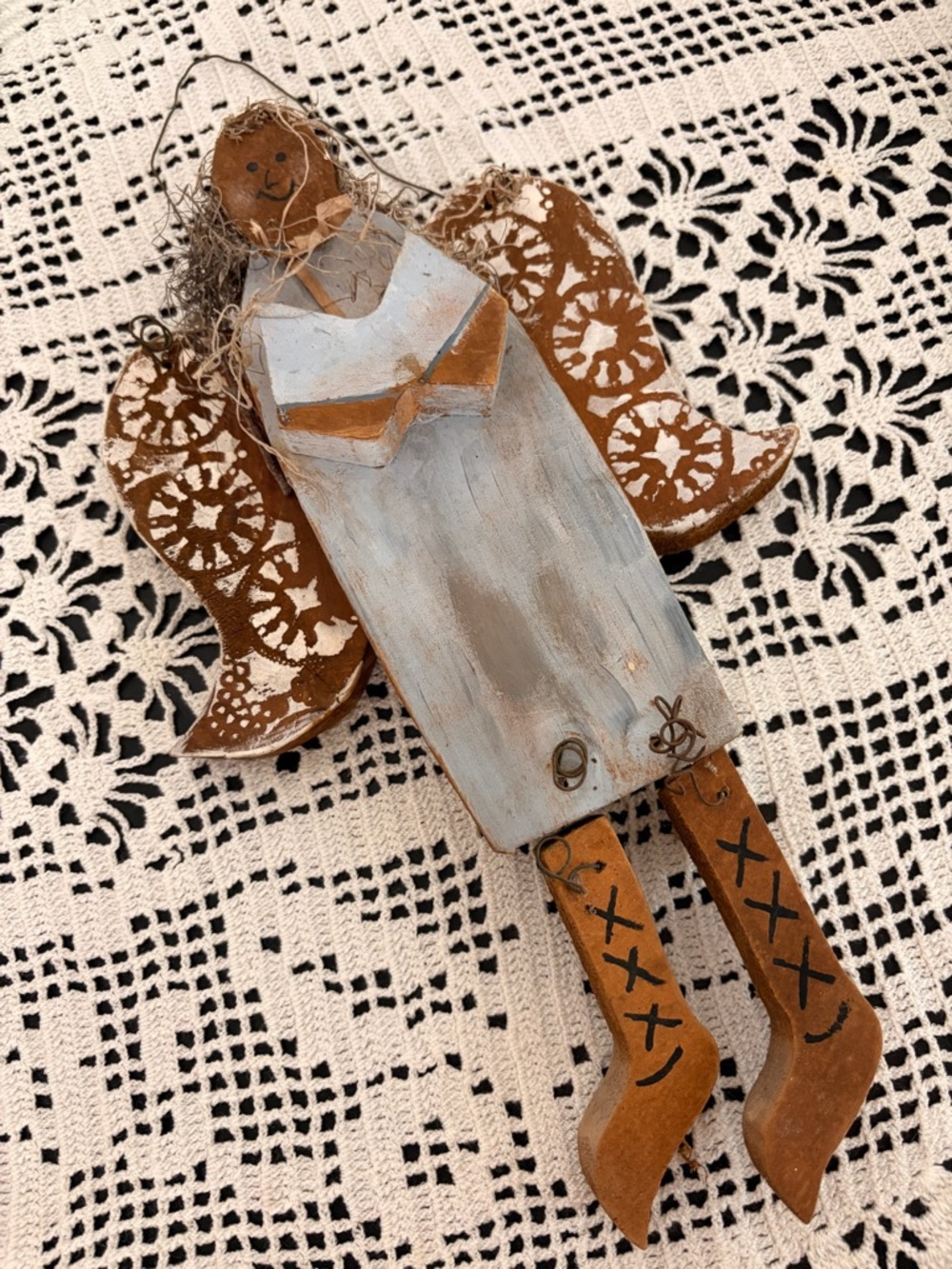 👼✨ Vintage Wooden Angel Wall Plaque ✨👼